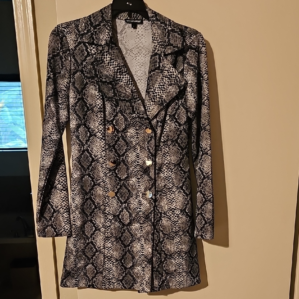 Women's Snake Print Double-Breasted Dress